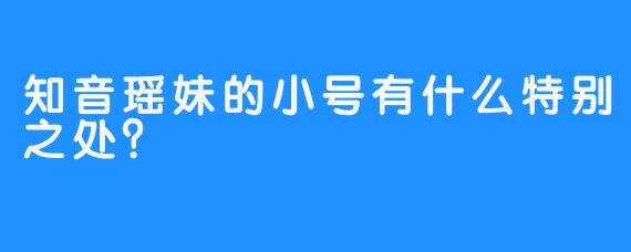 知音瑶妹的小号有什么特别之处？  